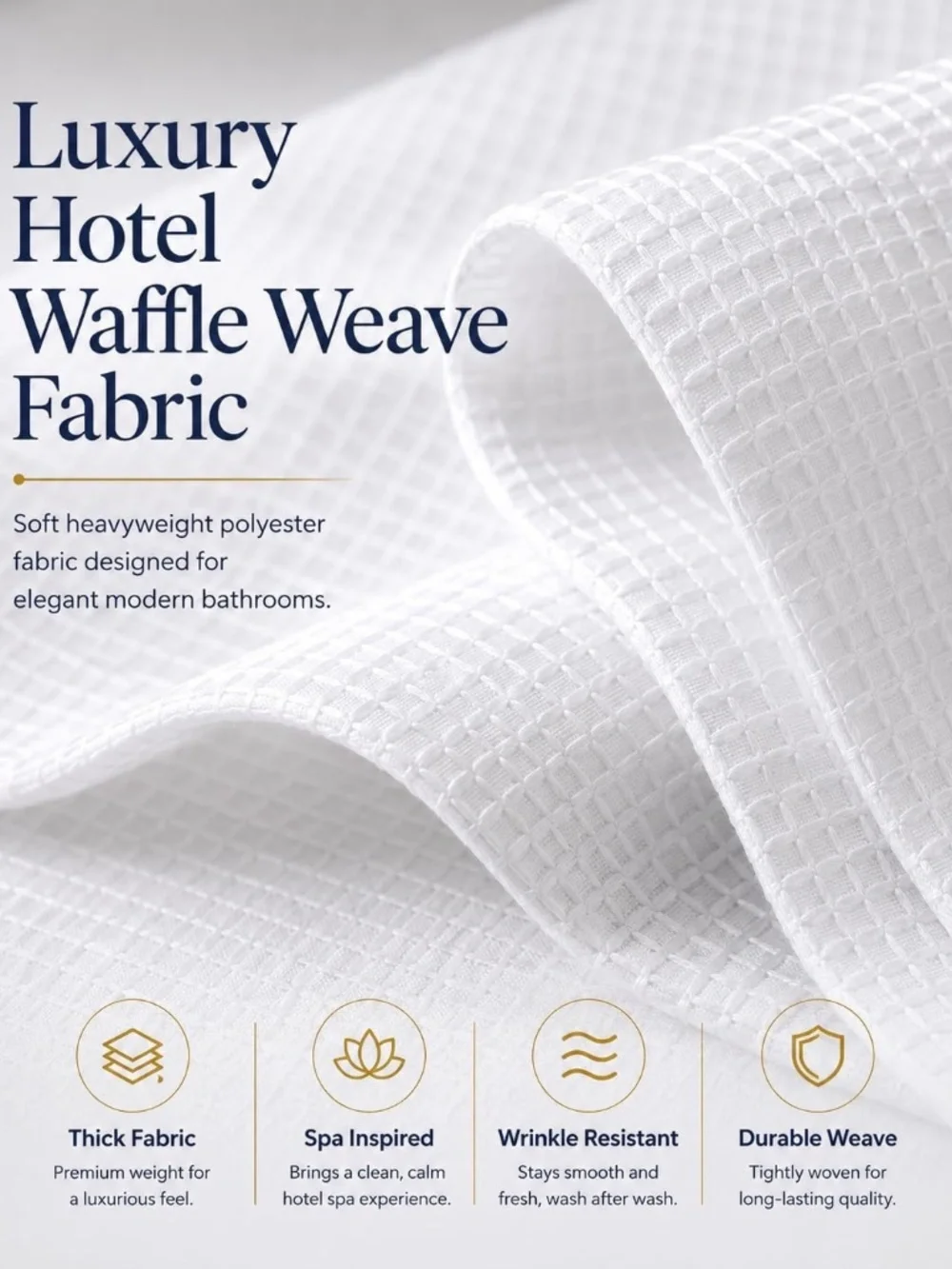 Hotel Style Waffle Weave Shower Curtain SnapIn Liner Mesh Window | 72''x72''